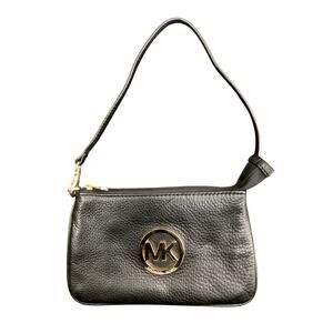 Michael Kors Wristlet Women’s One Size Small Zipper Closure Gold Tone Logo Black